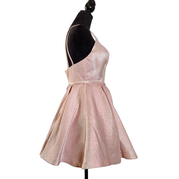 SHERRI HILL Pink Metallic Pleated Dress, Size 4 - Picture 2 of 14